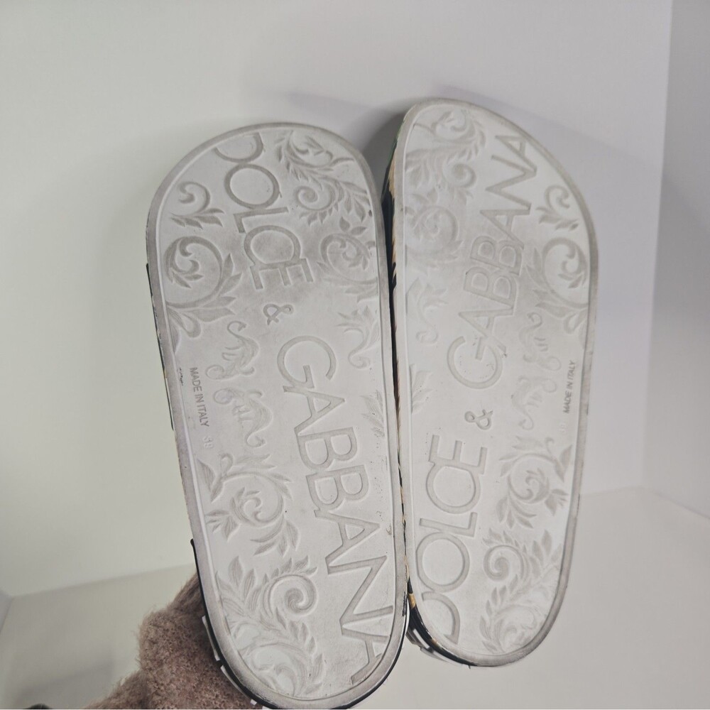 Dolce & Gabbana Portofino Leopard Floral DG Logo Beach Pool Slides Sandals 39 - Picture 5 of 10